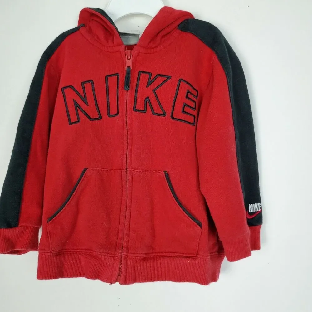 Nike‎ Toddler Boys Full Zip Hoodie Sweatshirt 24M Red Black